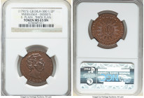 Middlesex. Dodd's copper 1/2 Penny Token ND (1790's) MS65 Brown NGC, D&H-300. Edge: Plain. Thick Flan. HANDEL * INSTRUMENTS TUN'D & LENT TO HIRE bust ...