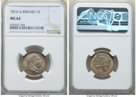 George III Shilling 1816 MS64 NGC, KM666, S-3790. Bold commanding strike as one would expect from this type, dressed in a coat of teal, olive-gray and...