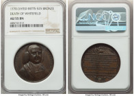 George III bronze "Death of Whitefield" Medal 1770-Dated AU55 Brown NGC, Betts-525. By Thomas Holloway. THE REV GEORGE WHITEFIELD A M his bust facing ...