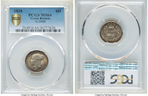 Victoria 6 Pence 1838 MS64 PCGS, KM733.1, S-3908. Olive-gray, turquoise, and red-orange toning. 

HID09801242017

© 2022 Heritage Auctions | All Right...