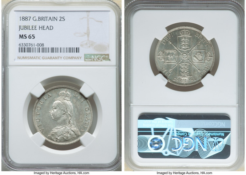 Victoria Florin 1887 MS65 NGC, KM762, S-3925. Jubilee head issue with highly ref...