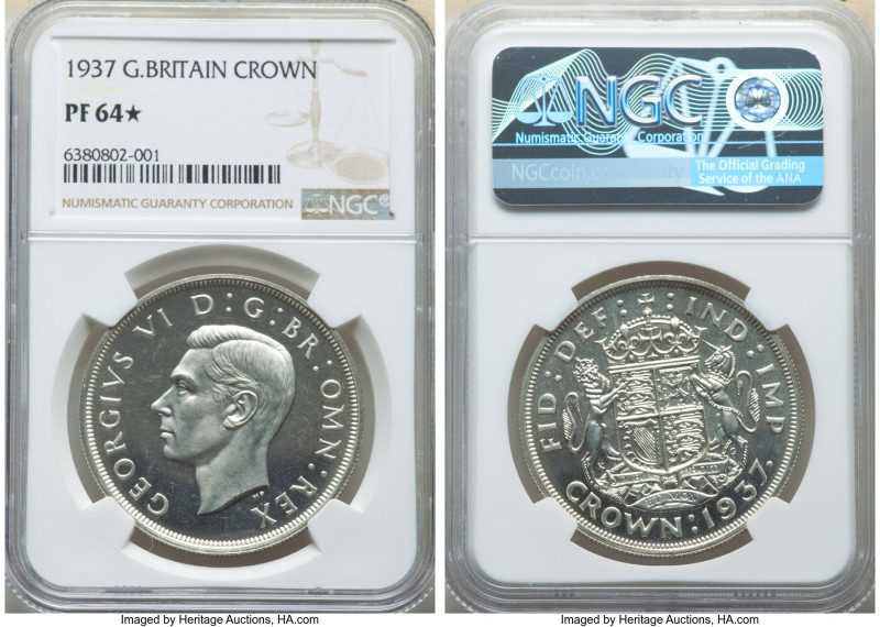 George VI Proof Crown 1937 PR64 S NGC, KM857, S-4079. Mirrored proof fields with...