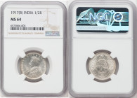 British India. George V 1/2 Rupee 1917-(b) MS64 NGC, Bombay mint, KM522. 

HID09801242017

© 2022 Heritage Auctions | All Rights Reserved