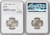 British India. George V 1/2 Rupee 1933-(c) MS64 NGC, Calcutta mint, KM522. 

HID09801242017

© 2022 Heritage Auctions | All Rights Reserved