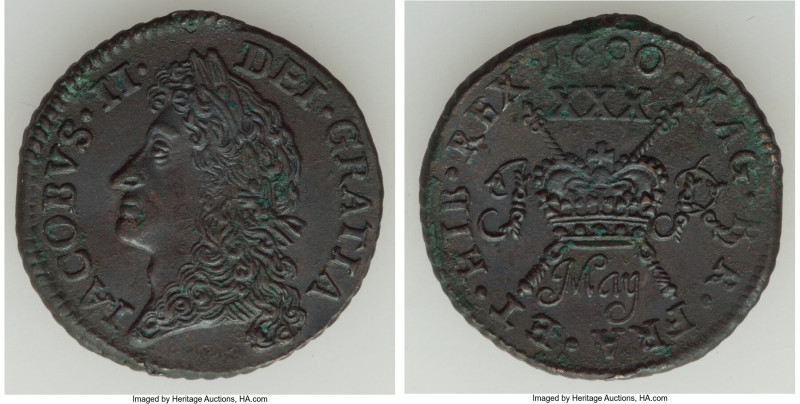 James II Gunmoney 1/2 Crown 1690 XF (Residue), KM101, S-6580B. Issued in May 169...