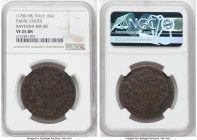 Papal States. Pair of Certified Assorted Issues, 1) Ravenna. Benedict XIV Baiocco ND (1750-1758) - VF25 Brown NGC, KM20 2) Sede Vacante Teston 1691 - ...