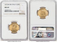 Vittorio Emanuele II gold 20 Lire 1873 M-BN MS64 NGC, Milan mint, KM10.3. 

HID09801242017

© 2022 Heritage Auctions | All Rights Reserved