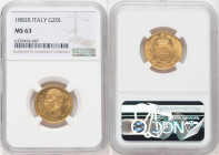 Umberto I gold 20 Lire 1882-R MS63 NGC, Rome mint, KM21, Fr-21. 

HID09801242017

© 2022 Heritage Auctions | All Rights Reserved