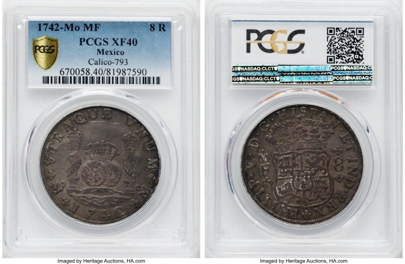 Philip V 8 Reales 1742 Mo-MF XF40 PCGS, Mexico City mint, KM103, Cal-1461 (prev....