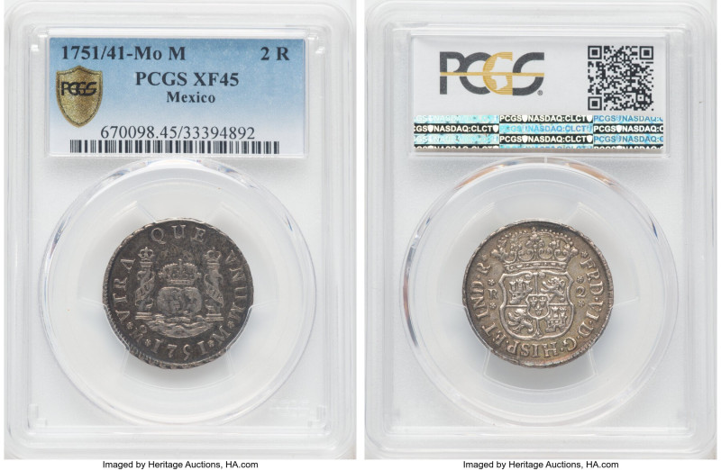 Ferdinand VI 2 Reales 1751/41 Mo-M XF45 PCGS, Mexico City mint, KM86.1, Cal-290....