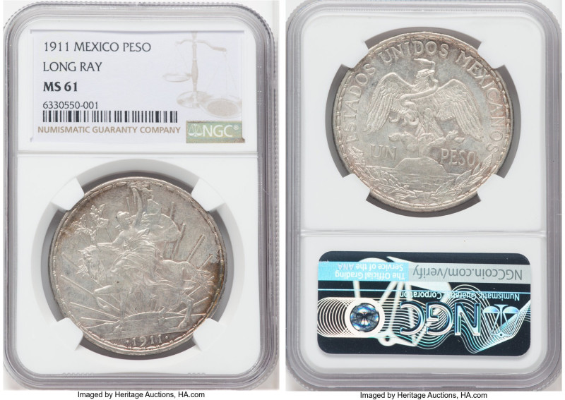 Estados Unidos "Caballito" Peso 1911 MS61 NGC, Mexico City mint, KM453, Elizondo...