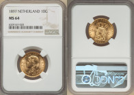 Wilhelmina gold 10 Gulden 1897 MS64 NGC, Utrecht mint, KM118, Fr-347. Buttery-golden color with cartwheel luster. 

HID09801242017

© 2022 Heritage Au...