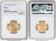 Haakon VII gold 20 Kroner 1910 MS64 NGC, Kongsberg mint, KM376. Honey-gold fields with tender luster. 

HID09801242017

© 2022 Heritage Auctions | All...