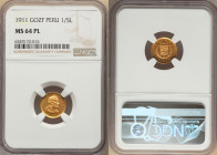 Republic gold 1/5 Libra 1911-GOZG MS64 PL NGC, Lima mint, KM210, Fr-75. Misattributed assayer initial on the NGC label. 

HID09801242017

© 2022 Herit...