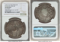 Spanish Colony. Ferdinand VII Counterstamped 8 Reales ND (1832-1834) XF Details (Cleaned) NGC, KM83. Counterstamp - Type V Crowned F7o (AU Standard) o...