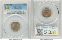 Pair of Certified Assorted Issues, 1) US Administration 5 Centavos 1938-M - MS64 PCGS, Manila mint, KM180 2) Republic Prooflike "Bataan Anniversary" P...