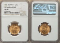 Mihai I gold "Romanian Kings" 20 Lei 1944 MS64 NGC, Bucharest mint, KM-XM13, Fr-21. 

HID09801242017

© 2022 Heritage Auctions | All Rights Reserved