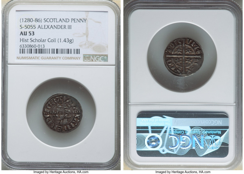 Alexander III (1249-1286) Penny (1280-1286) AU53 NGC, Second coinage, S-5055. 1....