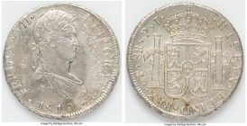 Pair of Uncertified 8 Reales VF 1) Peru: Charles IV 1806 LM-JP - Lima mint, KM97, Cal-926 2) Bolivia: Ferdinand VII 1819 PTS-PJ - Potosi mint, KM84, C...