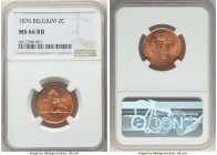 Pair of Certified Assorted Items NGC, 1) Belgium: Leopold II 2 Centimes 1876 - MS66 Red, Brussels mint, KM35.1 2) Switzerland: Lucerne. Canton 40 Kreu...