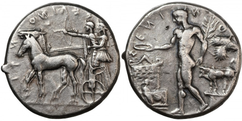 Sicily, Selinus. Tetradrachm. c. 450-440 BC.
Obv. ΣΕΛ – ΙΝΟ – Ν – ΤΙ – ΟΣ Slow ...