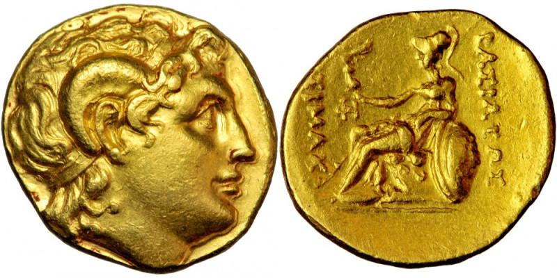 THRACIAN KINGDOM. Lysimachus (305-281 BC). AV stater. Uncertain mint.
Obv. Diad...