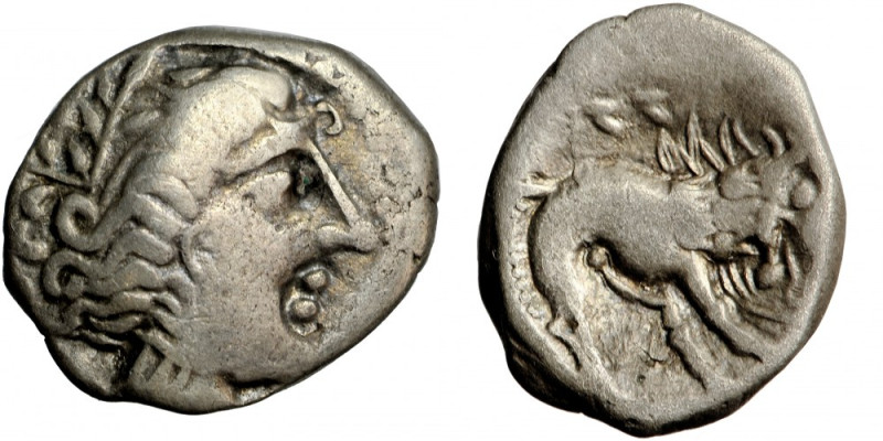 Celtic coins, north Italy, Salluvii, drachm, imitation of Massalia, ‘Wolf’ type ...