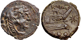 Roman Republic, anonymous issue, star series, Rome, 169-158 BC. Æ Quadrans