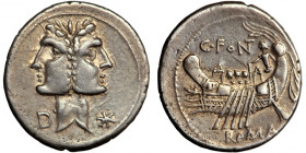 Roman Republic, C. Fonteius, AR Denarius, 114-113 BC., Rome mint.