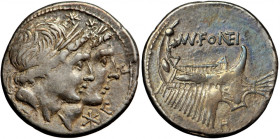 Roman Republic, Mn. Fonteius, AR Denarius, 108-107 BC, Rome mint.