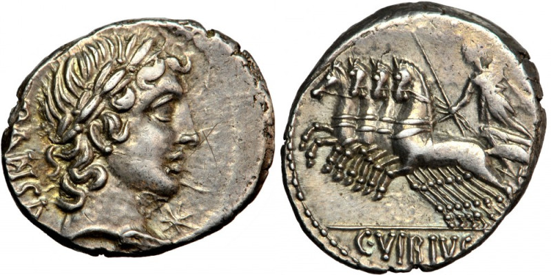 Roman Republic, C. Vibius Pansa, AR Denarius, 90 BC. Rome mint.
Obv. PANSA behi...