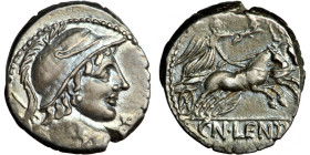 Roman Republic, Cn. Lentulus Clodianus, AR Denarius, 88 BC., Rome mint
