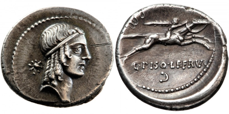 Roman Republic, C. Piso Frugi. Denarius, 3,89 g, 67 BC, mint of Rome.
Obv. head...
