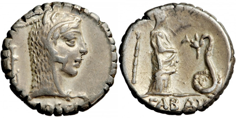 Roman Republic, L. Roscius Fabatus, serrate Denarius, 64 BC, mint of Rome.
Obv....