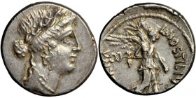 Roman Republic, L. Hostilius Saserna. Denarius, 48 BC, mint of Rome