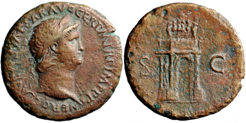 Roman Imperial, Nero (54-68), AE Sestertius, circa AD 64, mint of Rome.
Obv. NE...