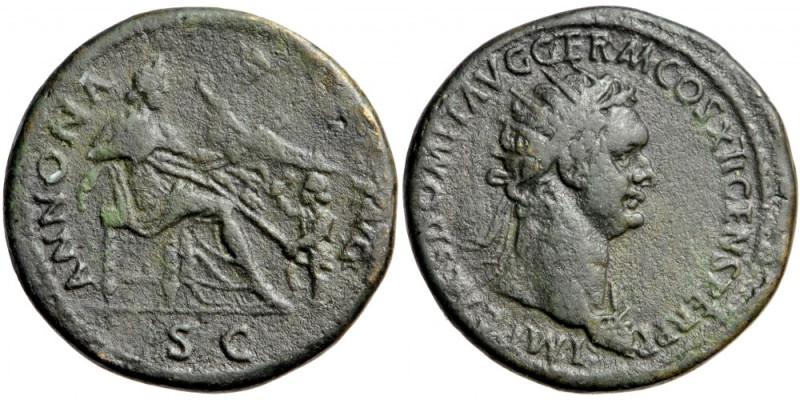 Roman Imperial, Domitian (81-96), AE dupondius, AD 86, mint of Rome.
Obv. IMP C...