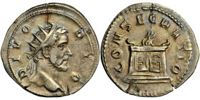 Roman Imperial, Antoninus Pius (138-161), struck by Traian Decius, AR Antoninianus, AD 250-251, Rome or Milan mint.