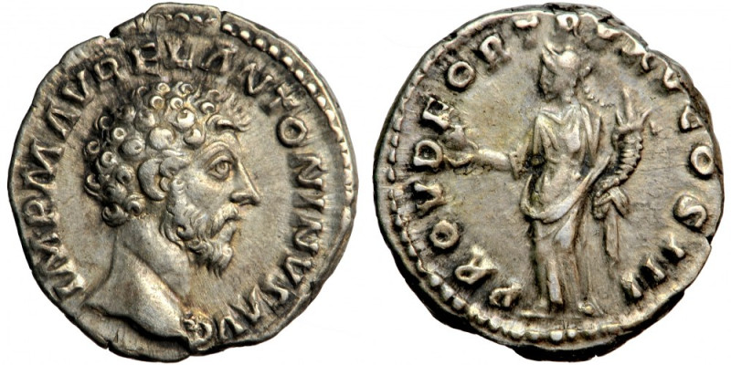 Roman Imperial, Marcus Aurelius (161-180), AR Denarius, AD 161-162, Rome mint.
...