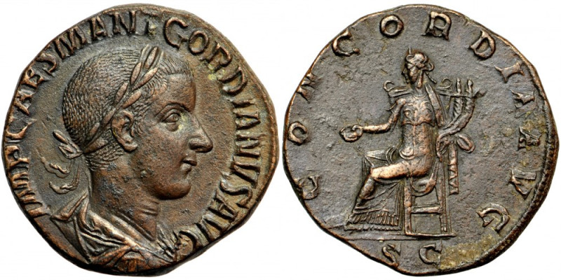 Roman Imperial, Gordian III (238-244), AE Sestertius, AD 239, Rome mint.
Obv. I...