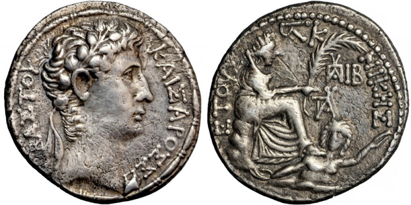 Roman Provincial, Syria, Augustus (27 B.C.- A.D. 14), AR Tetradrachm dated year ...