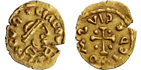 Franks. Merovingians, triens (tremissis), Courçais (Curciaco vicus), moneyer Fedegius, c. 600-675 RRR