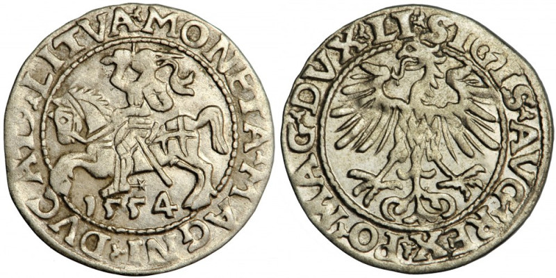 Sigismund II Augustus, Lithuania, halfgroschen 1554, Vilna Silver, 1.16 g, 19.1 ...