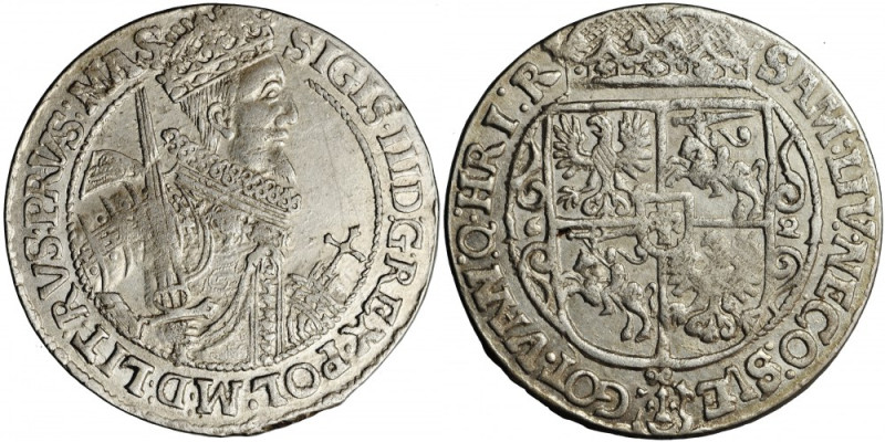 Sigismund III, Crown of Poland, ort 1621, Bydgoszcz Silver, 7.27 g, 29.6 mm. Sha...