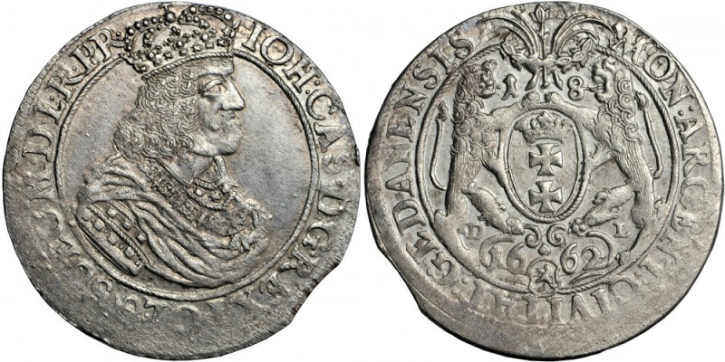 John Casimir, Gdańsk, ort 1662 Silver, 6.40 g, 30.5 mm. Parchimowicz, Wiącek & B...