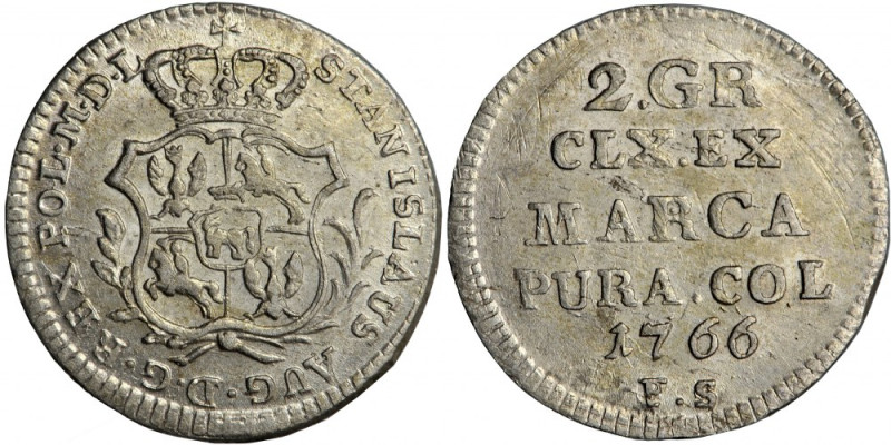 Stanislaus Augustus, Crown of Poland, half-złoty 1766, Warsaw Silver, 3.31 g, 23...