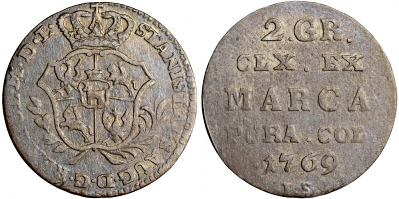 Stanislaus Augustus, Crown of Poland, half-złoty 1769, Warsaw Obverse struck wit...