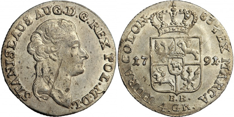 Stanislaus Augustus, Crown of Poland, złoty 1791, Warsaw Silver, 5.12 g, 26.6 mm...