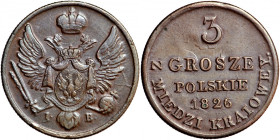 Nicholas I of Russia, 3 groschen of domestic copper (z miedzi kraiowey) 1826, Warsaw