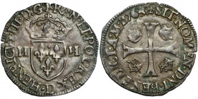France, Henry III, douzain 1576, Lyon, mark: trefoil R1